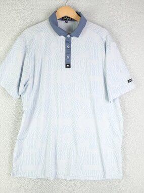 Bad Birdie Polo Mens Extra Large Blue White Geometric Performance Golf Athletic